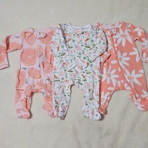 Carter's Orange Citrus, Safari Print, & Floral print Baby Footies